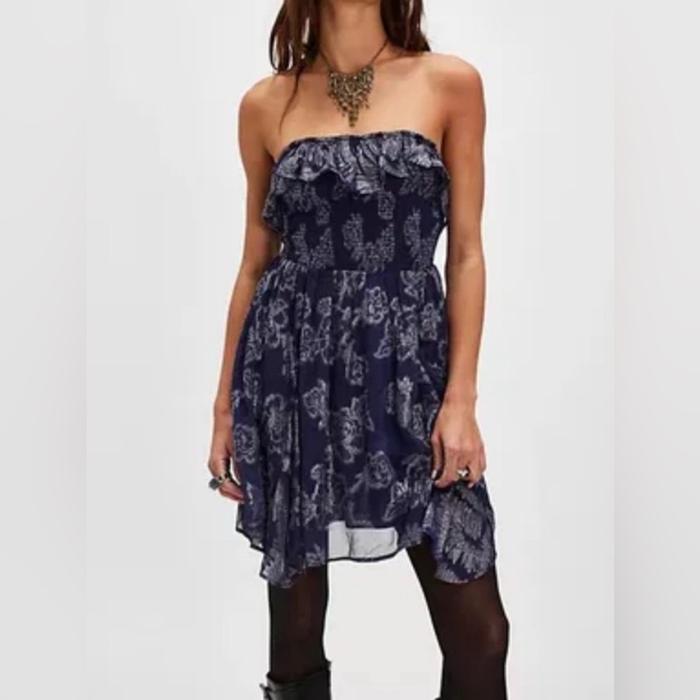 Free People Gardenia Mini Dress‎ shimmer whimsy goth sz XS